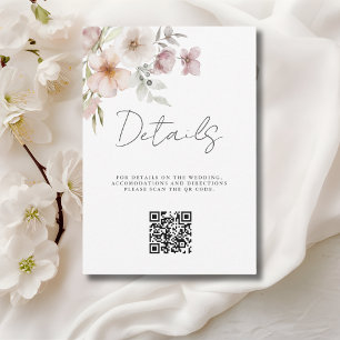 Tarjeta de Detalle de Boda con Código QR Floral Ro