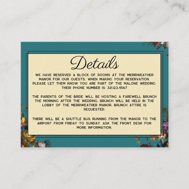 Tarjeta de detalle de Boda con tones de joyas maxi (Anverso)