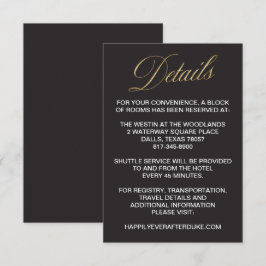 Tarjeta de detalle de boda de Nochevieja de oro el