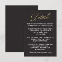 Tarjeta de Detalle de Boda de Nochevieja Dorada El