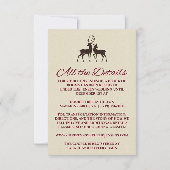 Tarjeta de detalle de boda de pino rústico de vaca (Anverso)