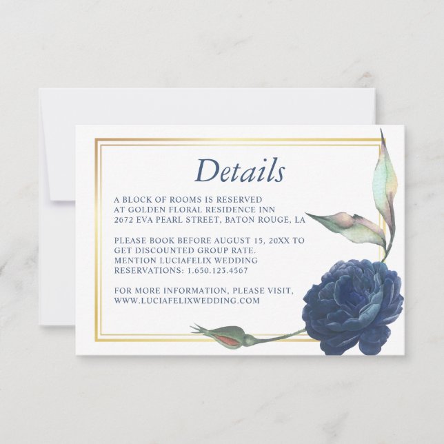 Tarjeta de detalle de Boda de Rosa azul de la Mari (Anverso)