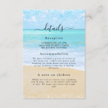 Tarjeta de detalle de bodas Tropicales en la playa