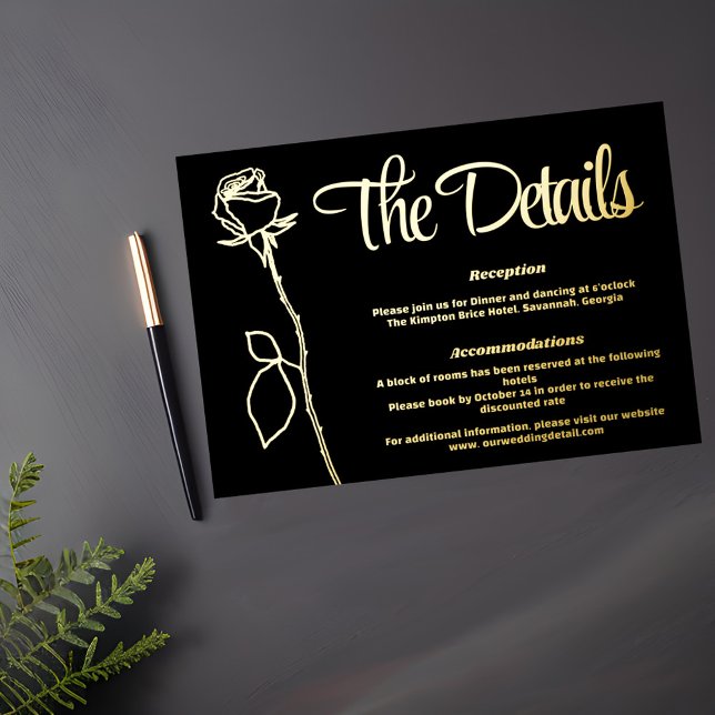 Tarjeta de detalle de brote de Rosa negro y dorado (Subido por el creador)