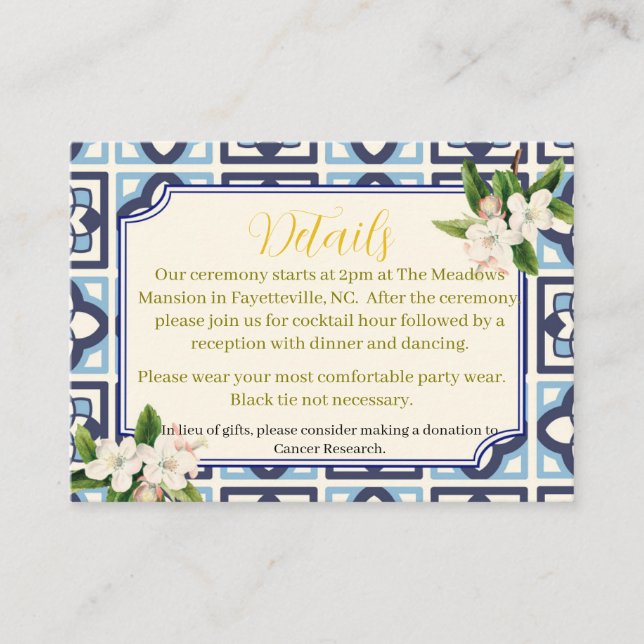 Tarjeta de detalle de invitaciones a bodas de limó (Anverso)