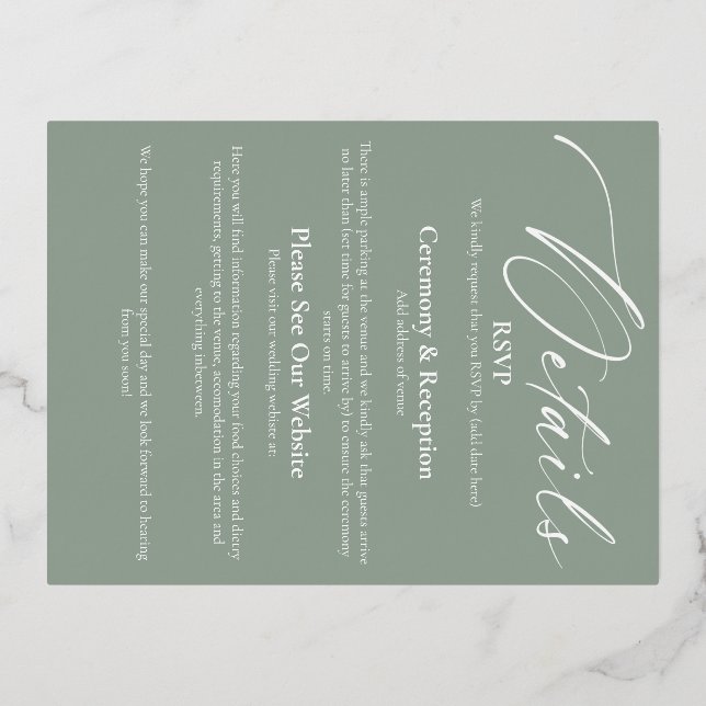 Tarjeta de detalle de Relieve metalizado para paqu (Reverso )