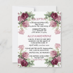 Tarjeta de detalle del boda, tarjeta de informació