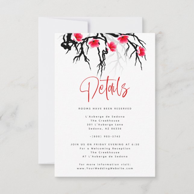 Tarjeta de detalle floral de rama de flor japonesa (Anverso)