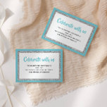 Tarjeta de detalle Purpurinoso Bat Mitzvah Blue an<br><div class="desc">Esta tarjeta de inserción de moda incluye letras en negrita en la parte delantera con un aspecto en capas en purpurina plateado y blanco, y una parte posterior de color sólido. Agregue el texto utilizando el formulario de plantilla. Cambie el tipo de letra, el diseño y los colores utilizando la...</div>