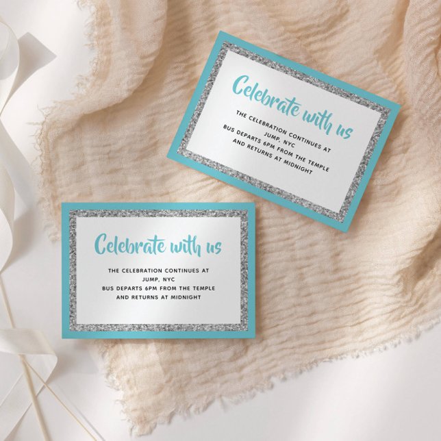 Tarjeta de detalle Purpurinoso Bat Mitzvah Blue an (Subido por el creador)