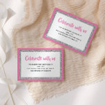 Tarjeta de detalle Purpurinoso Bat Mitzvah Hot Pin<br><div class="desc">Esta tarjeta de inserción de moda incluye letras en negrita en la parte delantera con un aspecto en capas en purpurina plateado y blanco, y una parte posterior de color sólido. Agregue el texto utilizando el formulario de plantilla. Cambie el tipo de letra, el diseño y los colores utilizando la...</div>