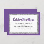 Tarjeta de detalle Purpurinoso Bat Mitzvah Purple<br><div class="desc">Esta tarjeta de inserción de moda presenta letras en negrita en el frente con un aspecto en capas en purpurina plateado y blanco,  y un fondo de color sólido. Agregue el texto mediante el formulario de plantilla.  Cambie la fuente,  el diseño y los colores mediante la función Personalizar.</div>