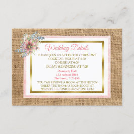 Tarjeta de detalle Rústica Burlap y Boda de flores