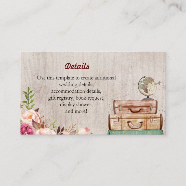 Tarjeta de detalle World Travel Bridal Shower (Anverso)