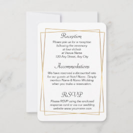 tarjeta de detalles boda con marcos solapados dora