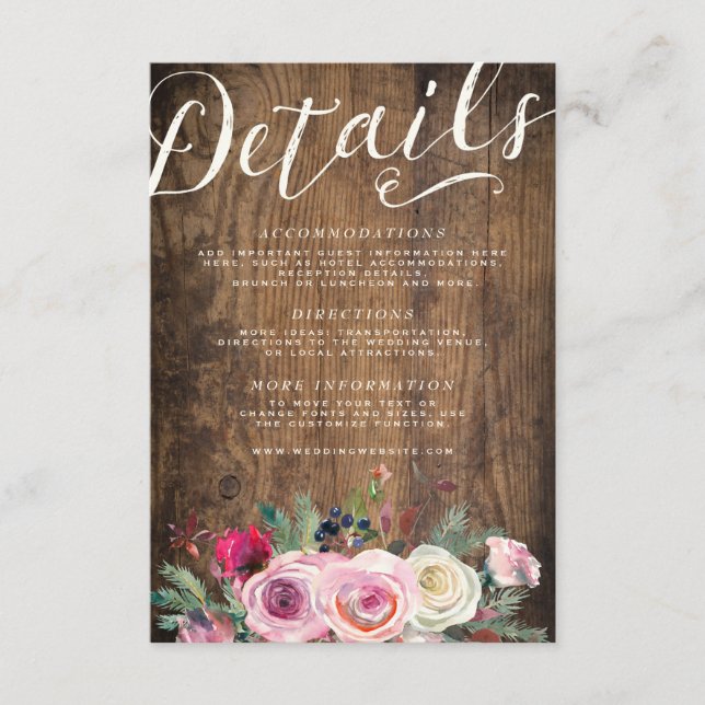 TARJETA DE DETALLES | Boda de encaje floral de mad (Anverso)