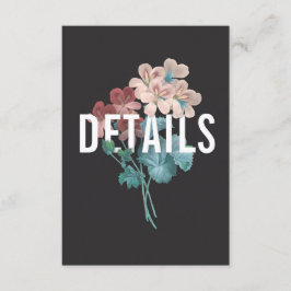 Tarjeta de detalles botánica de la boda del abrazo