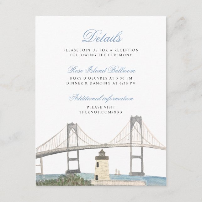 Tarjeta de detalles clásica de Boda costero - Newp (Anverso)