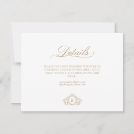 Tarjeta de detalles clásicas de Monograma Dorado y