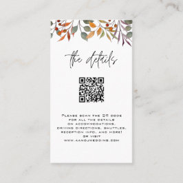 Tarjeta de detalles con la boda QRcode Fall