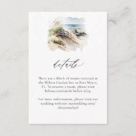 Tarjeta de detalles costeros de la playa de acuare