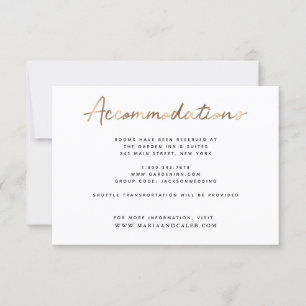 Tarjeta de detalles de alojamiento para Bodas de o