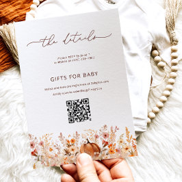 Tarjeta de Detalles de Baby Shower Floral de Otoño