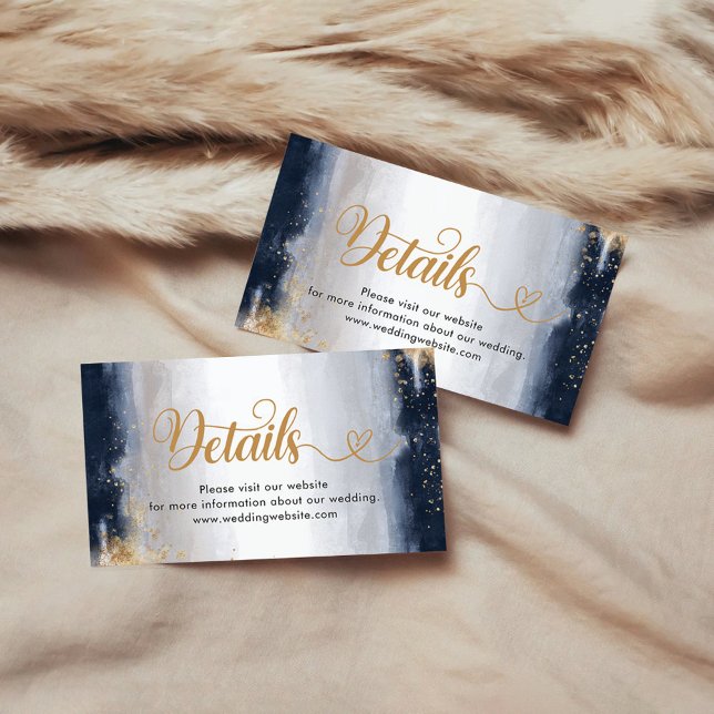 Tarjeta de detalles de Baby Shower Navy y Gold (Subido por el creador)