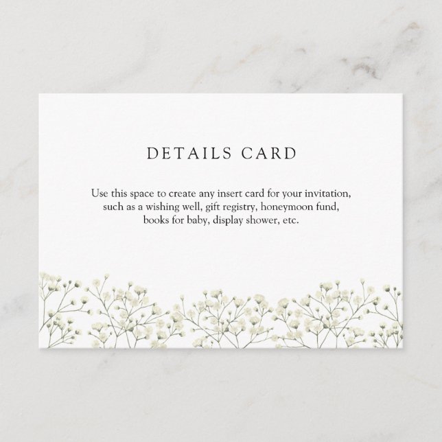 Tarjeta de Detalles de Baby's Breath Adjunta (Anverso)
