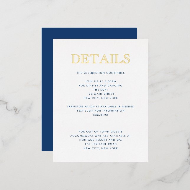 Tarjeta de Detalles de Bar Mitzvah Simplemente Ele (Anverso/Reverso)