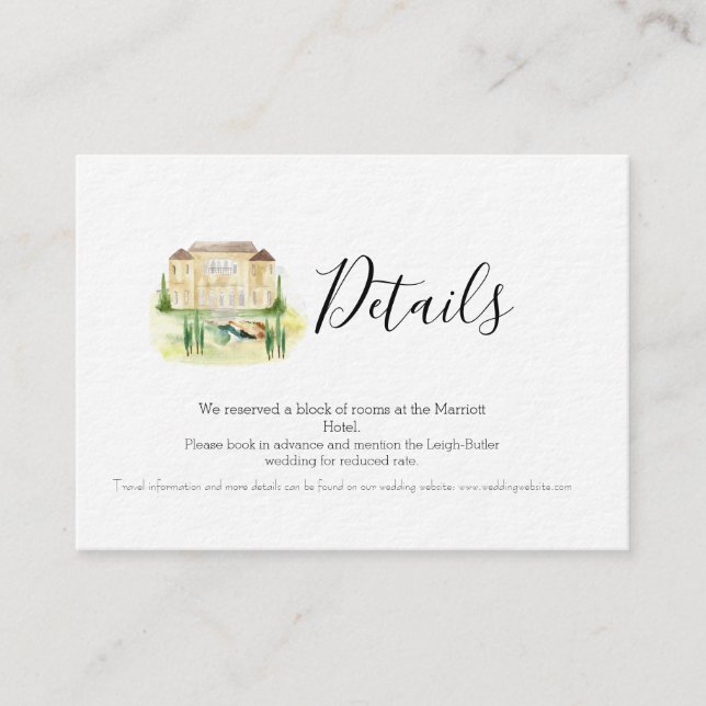 Tarjeta de detalles de Benvenuti Italia Villa Boda (Anverso)
