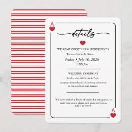 Tarjeta de detalles de boda afortunado en el amor