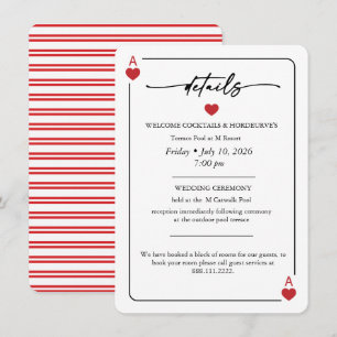 Tarjeta de detalles de boda afortunado en el amor