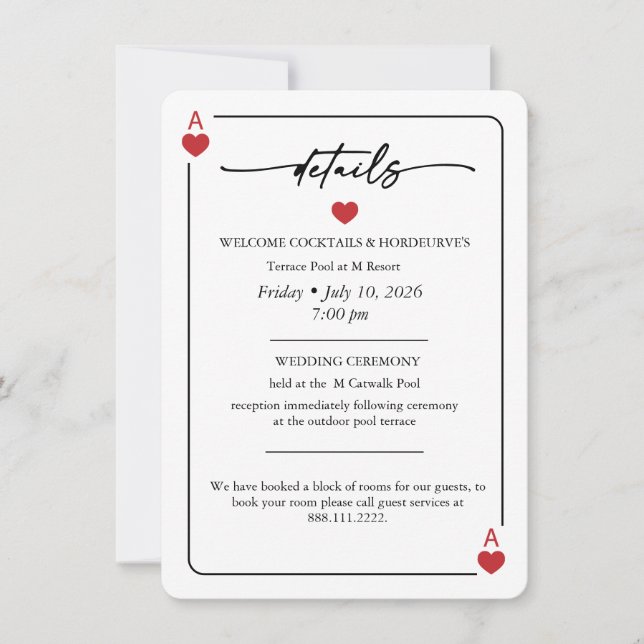 Tarjeta de detalles de boda Afortunado en el amor (Anverso)