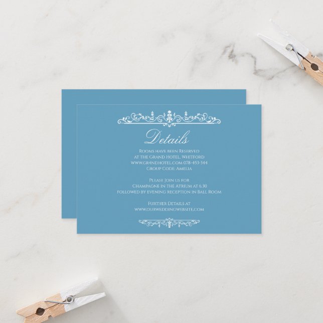 Tarjeta de Detalles de Boda al Estilo Regencia (Anverso/Reverso In Situ)