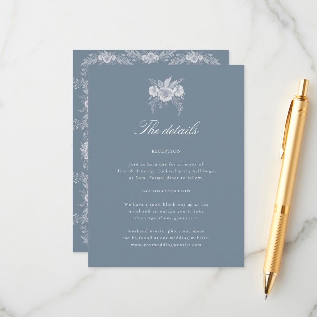 Tarjeta de detalles de boda al estilo victoriano e (Anverso/Reverso In Situ)