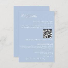 Tarjeta de Detalles de Boda Azul Polvoriento Minim