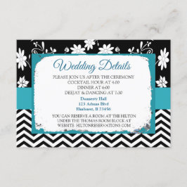 Tarjeta de detalles de Boda azul y negro