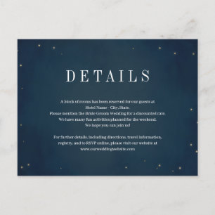 Tarjeta de detalles de boda Bajo Las Estrellas