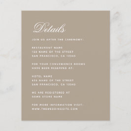 Tarjeta de Detalles de Boda Beige Sencilla y Econó