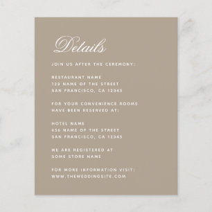 Tarjeta de Detalles de Boda Beige Sencilla y Econó