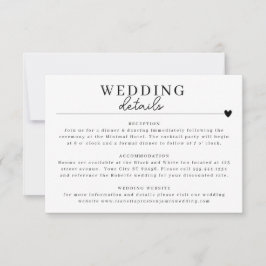 Tarjeta de detalles de Boda blanco negro Minimalis