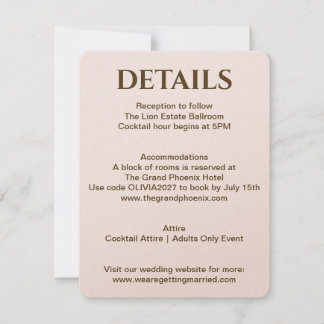Tarjeta de Detalles de Boda Blush | Soft Glam by J