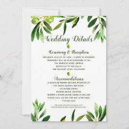 Tarjeta de detalles de boda boho de verano con veg
