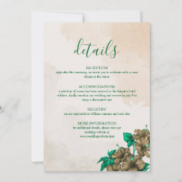 Tarjeta de detalles de boda botánica verde