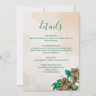 Tarjeta de detalles de boda botánica verde