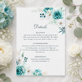 Tarjeta de Detalles de Boda Botánica Verde Azulado