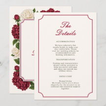 Tarjeta de detalles de boda botánicos de Borgoña