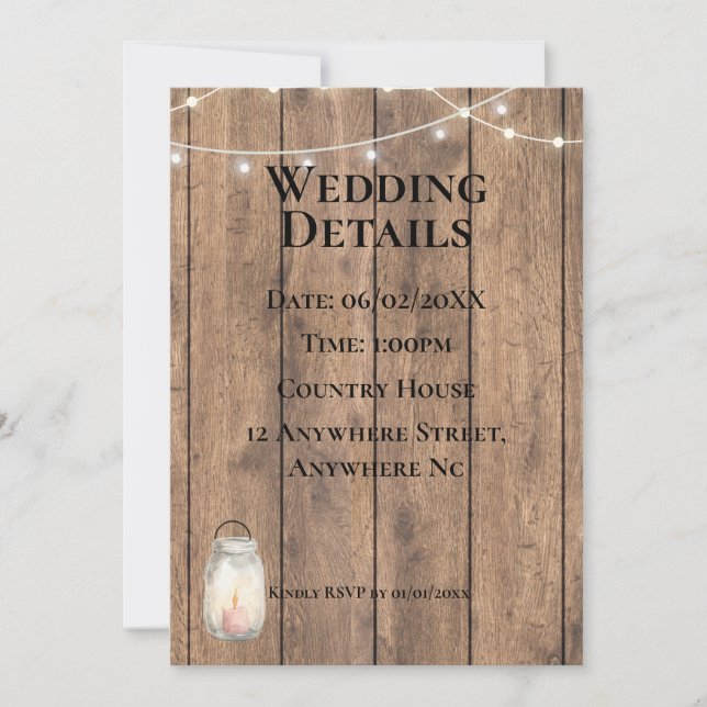 Tarjeta de Detalles de Boda Campestre Adorable | B (Anverso)