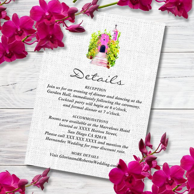 Tarjeta de Detalles de Boda Capilla Rosa Acuarela  (Subido por el creador)